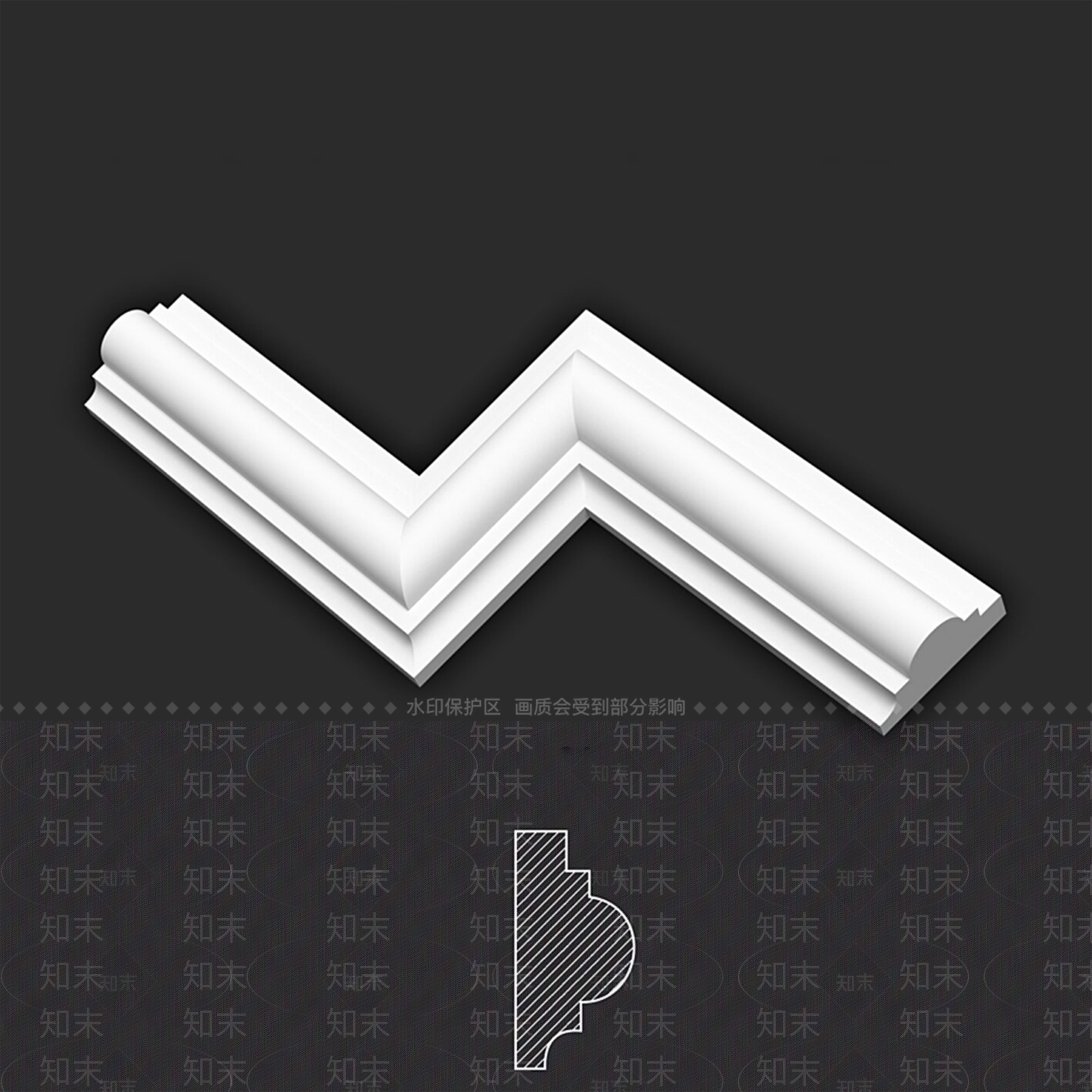 美式石膏转角线条3D模型下载【ID:1101277459】