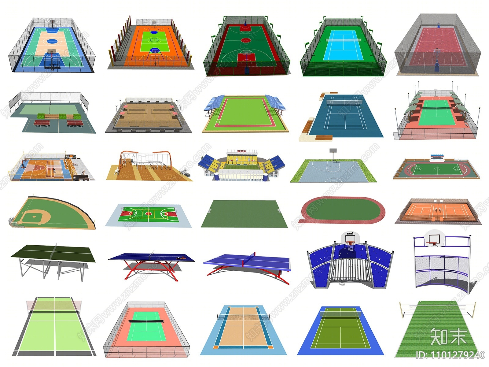 现代运动场地SU模型下载【ID:1101279240】
