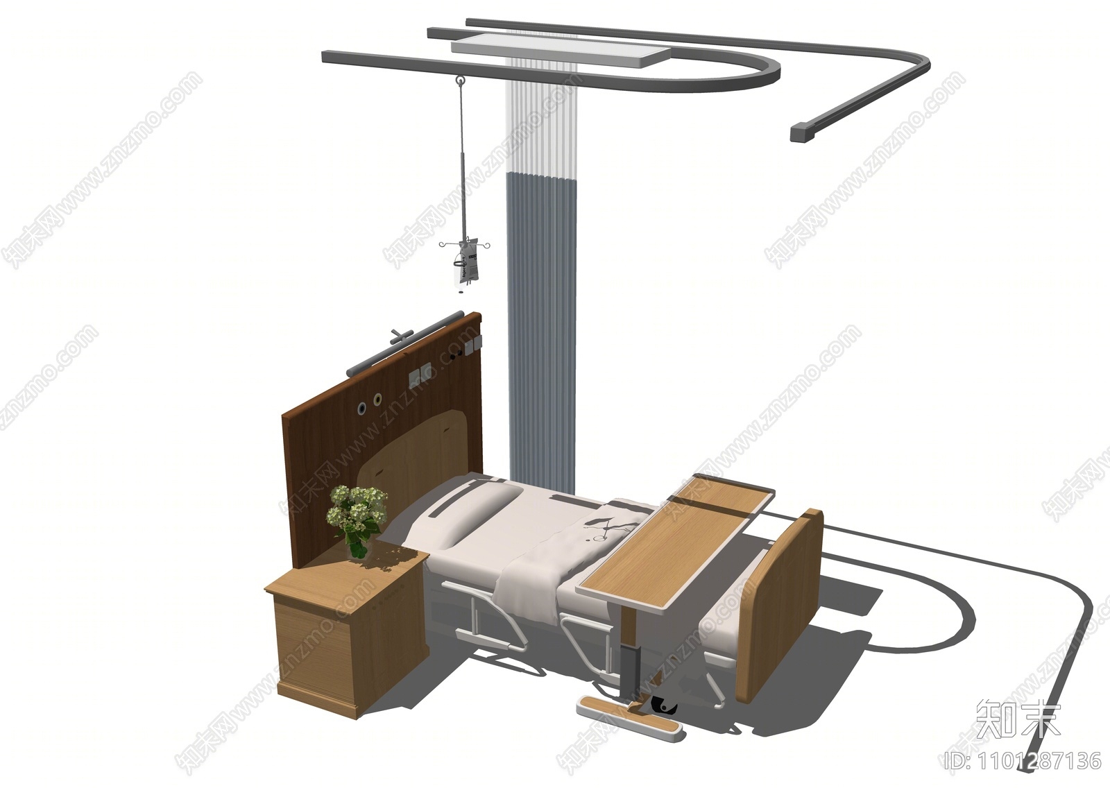 现代医疗单人床器材SU模型下载【ID:1101287136】