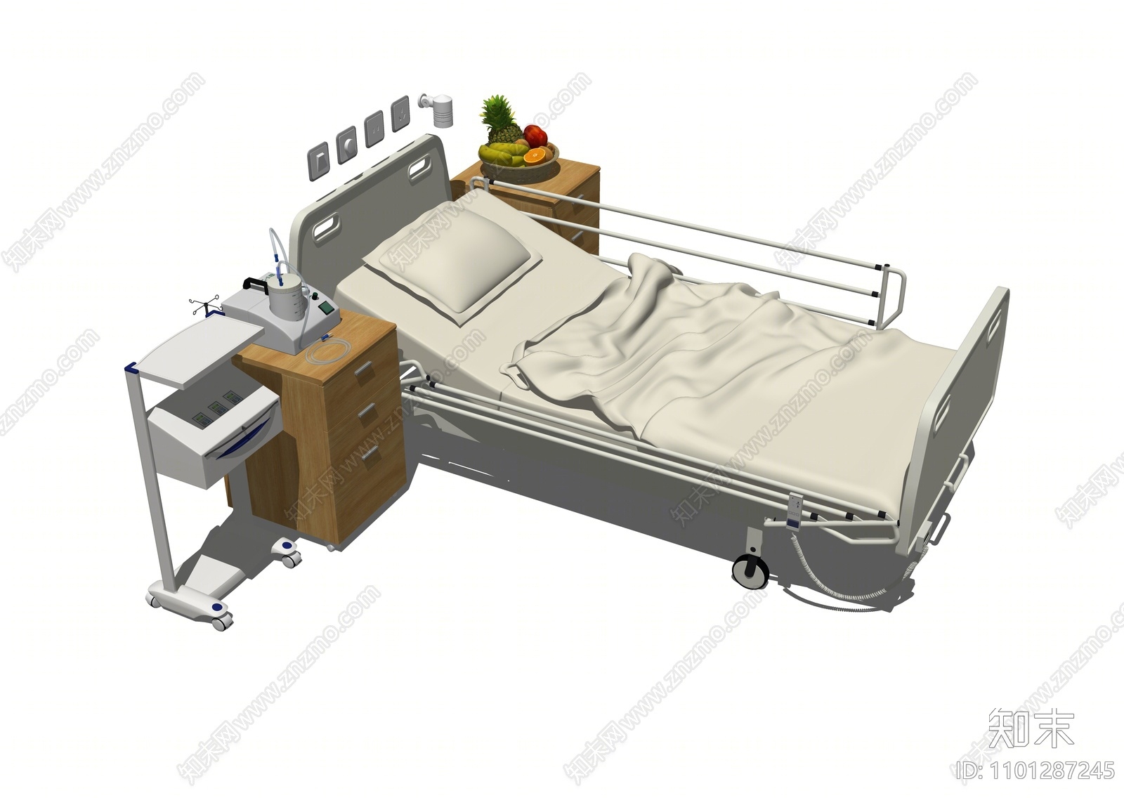 现代医疗单人床器材SU模型下载【ID:1101287245】
