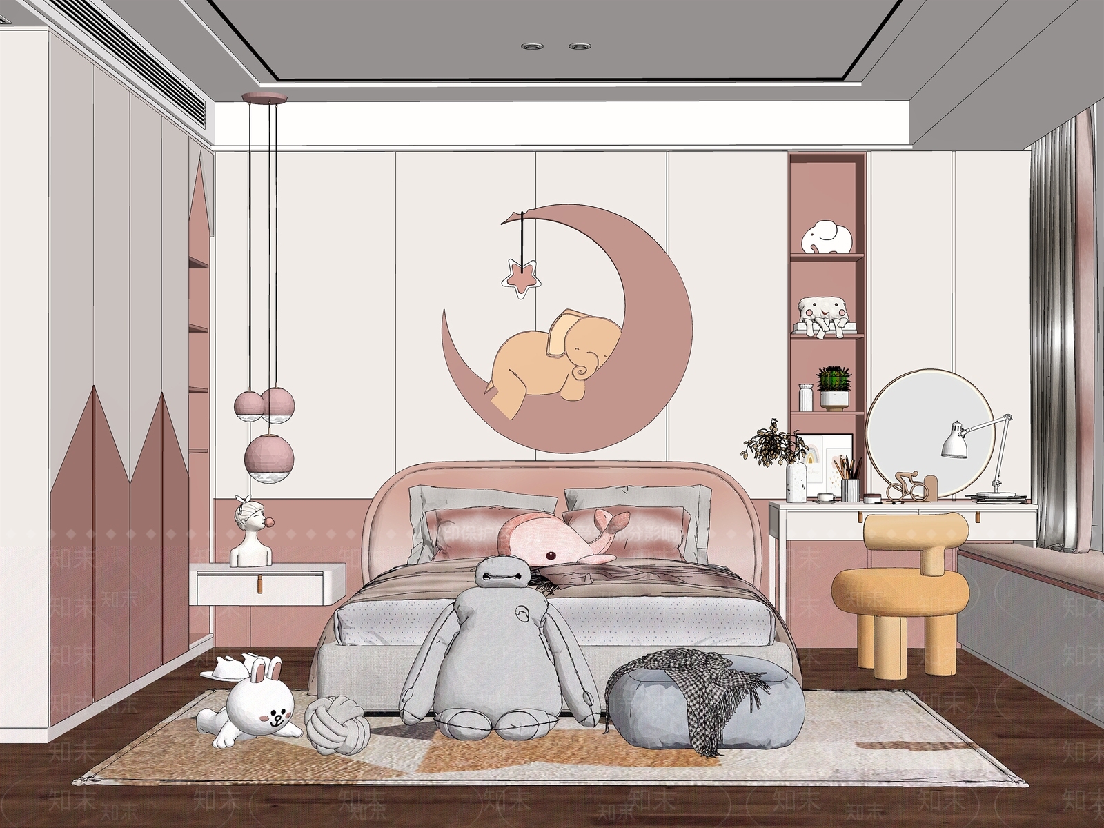 现代儿童房SU模型下载【ID:1101289316】