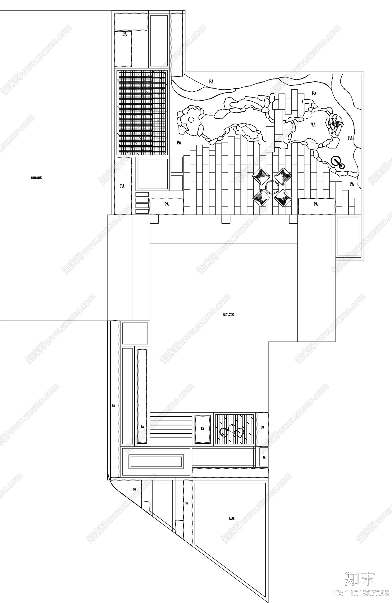 新中式别墅花园施工图下载【ID:1101307053】