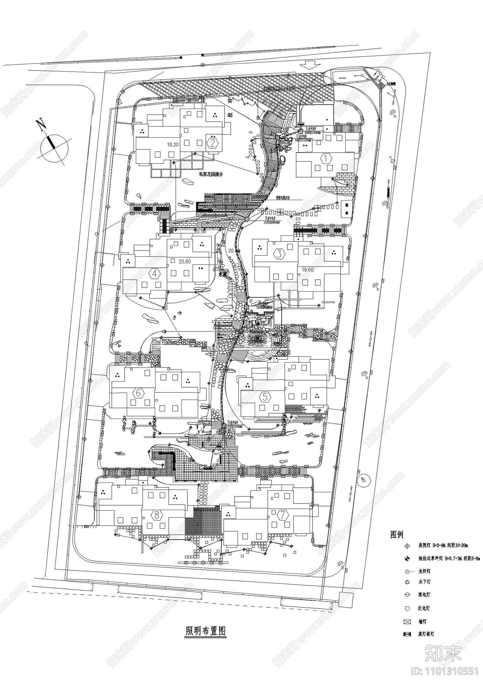 小区照明平面布置图施工图下载【ID:1101310551】