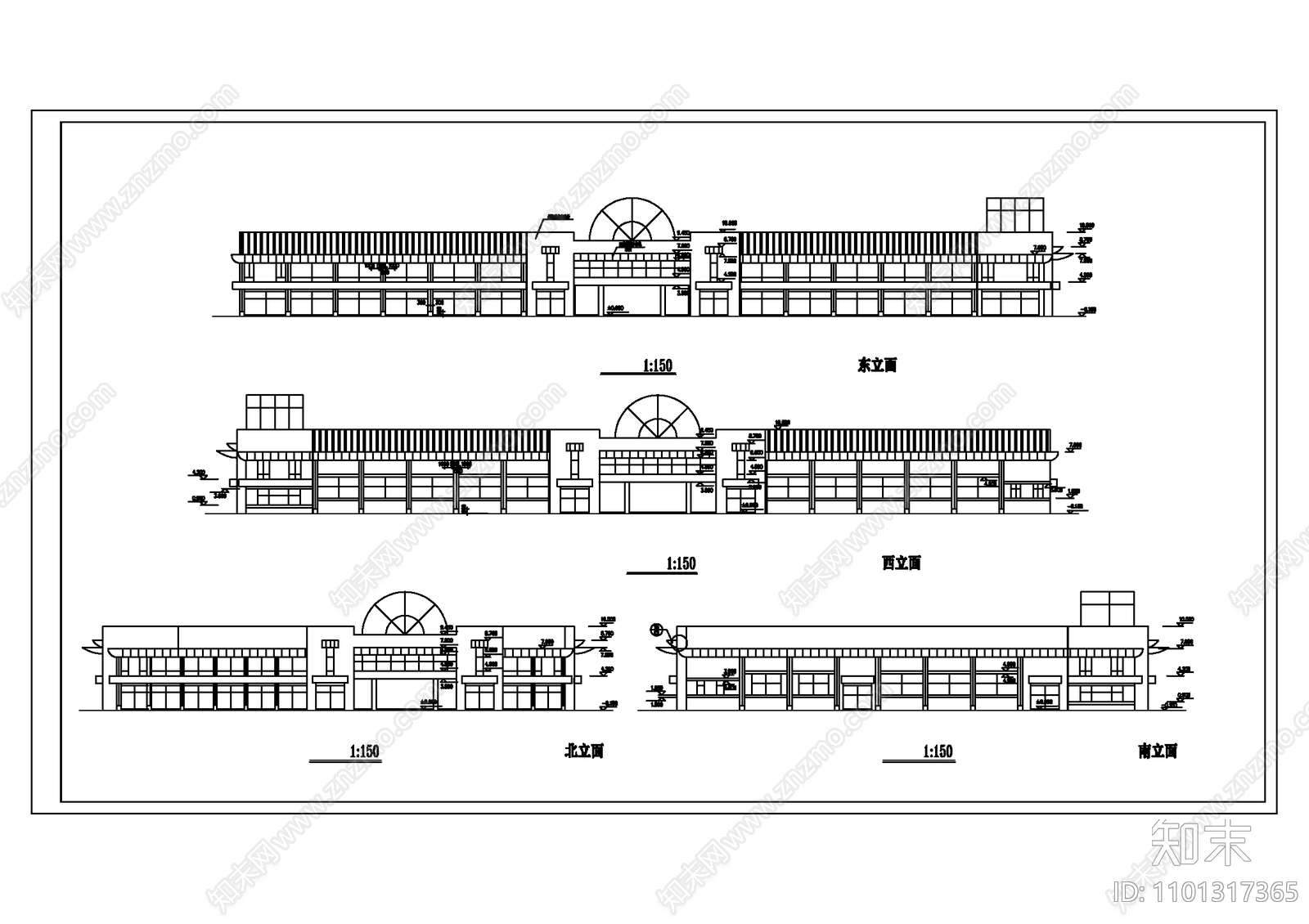 某现代农贸市场全套CAD设计施工图cad施工图下载【ID:1101317365】