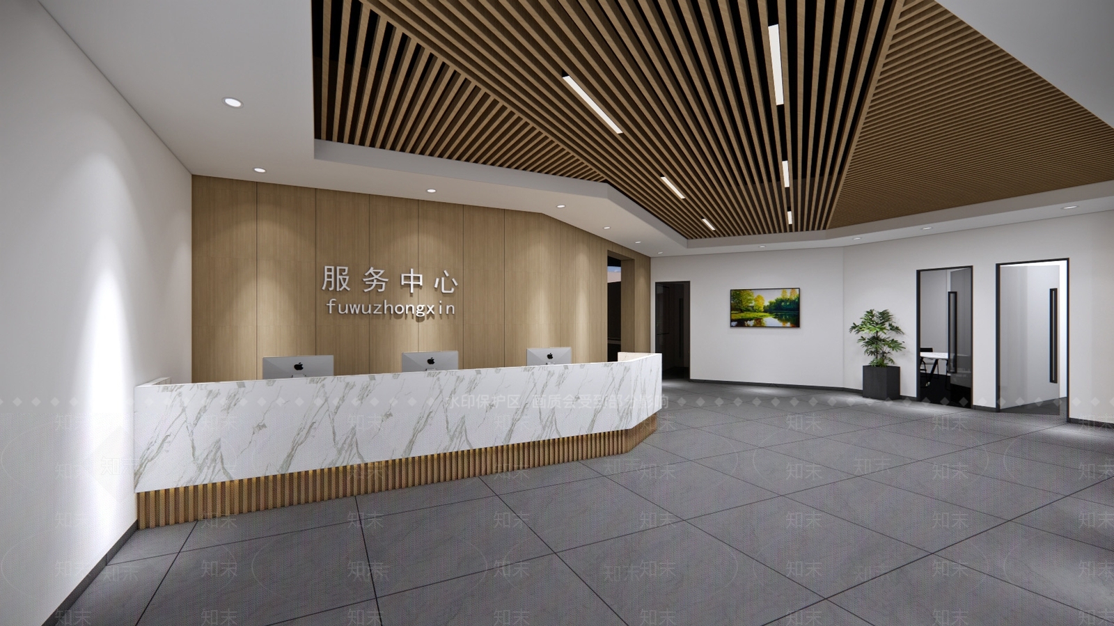 现代办事大厅SU模型下载【ID:1101429763】