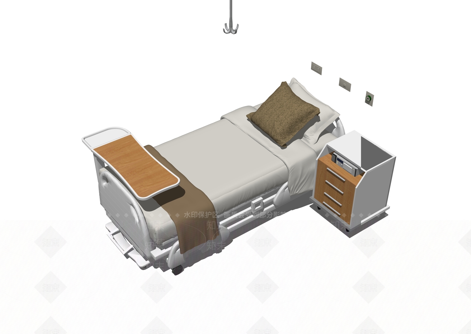 现代床具SU模型草图