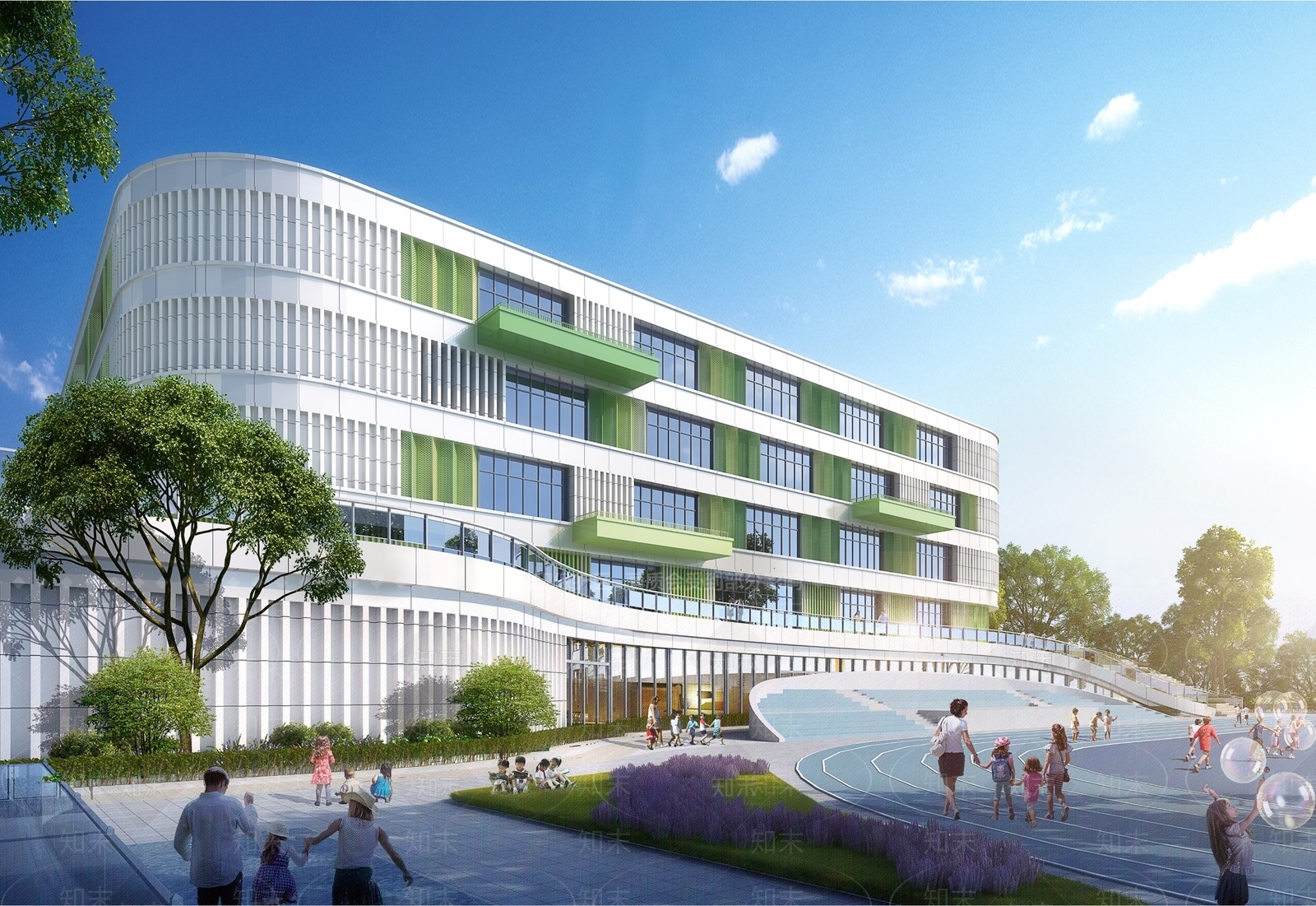 现代学校建筑SU模型精品下载_SketchUp模型_知末网