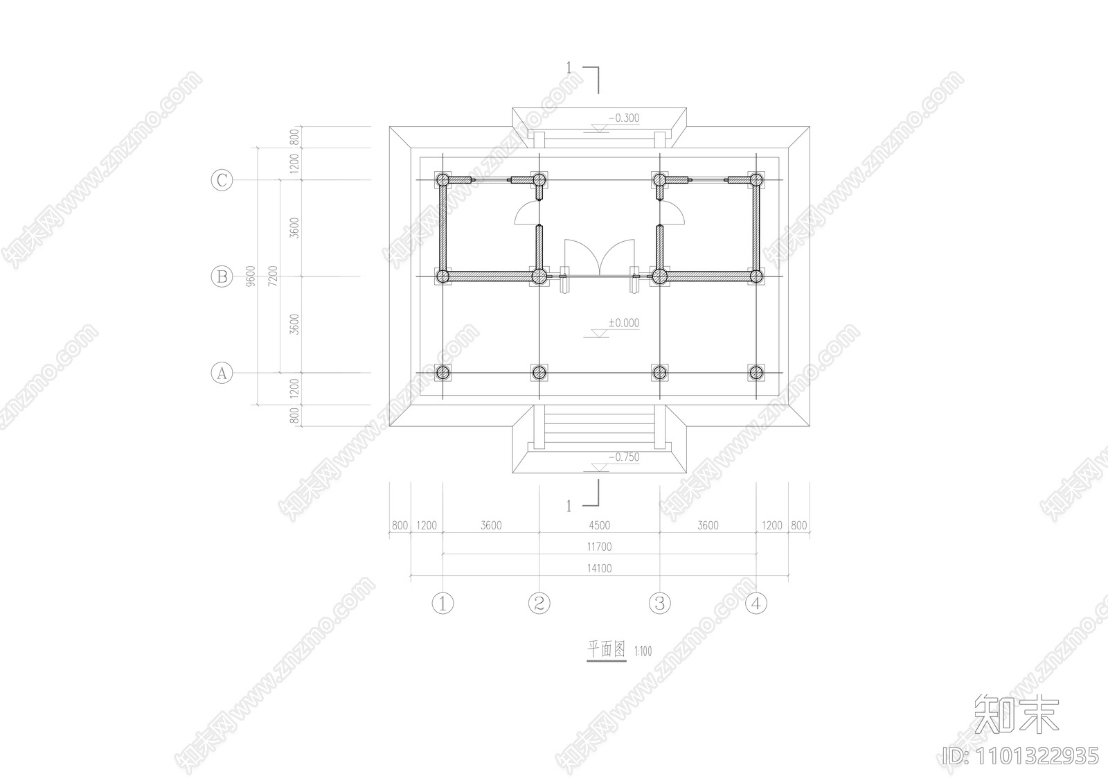 唐代风格古建筑建筑方案设计cad施工图下载【ID:1101322935】