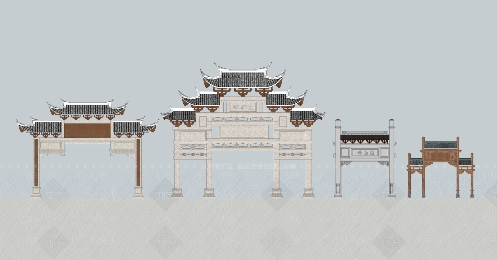 中式牌坊牌楼SU模型下载【ID:1101326372】