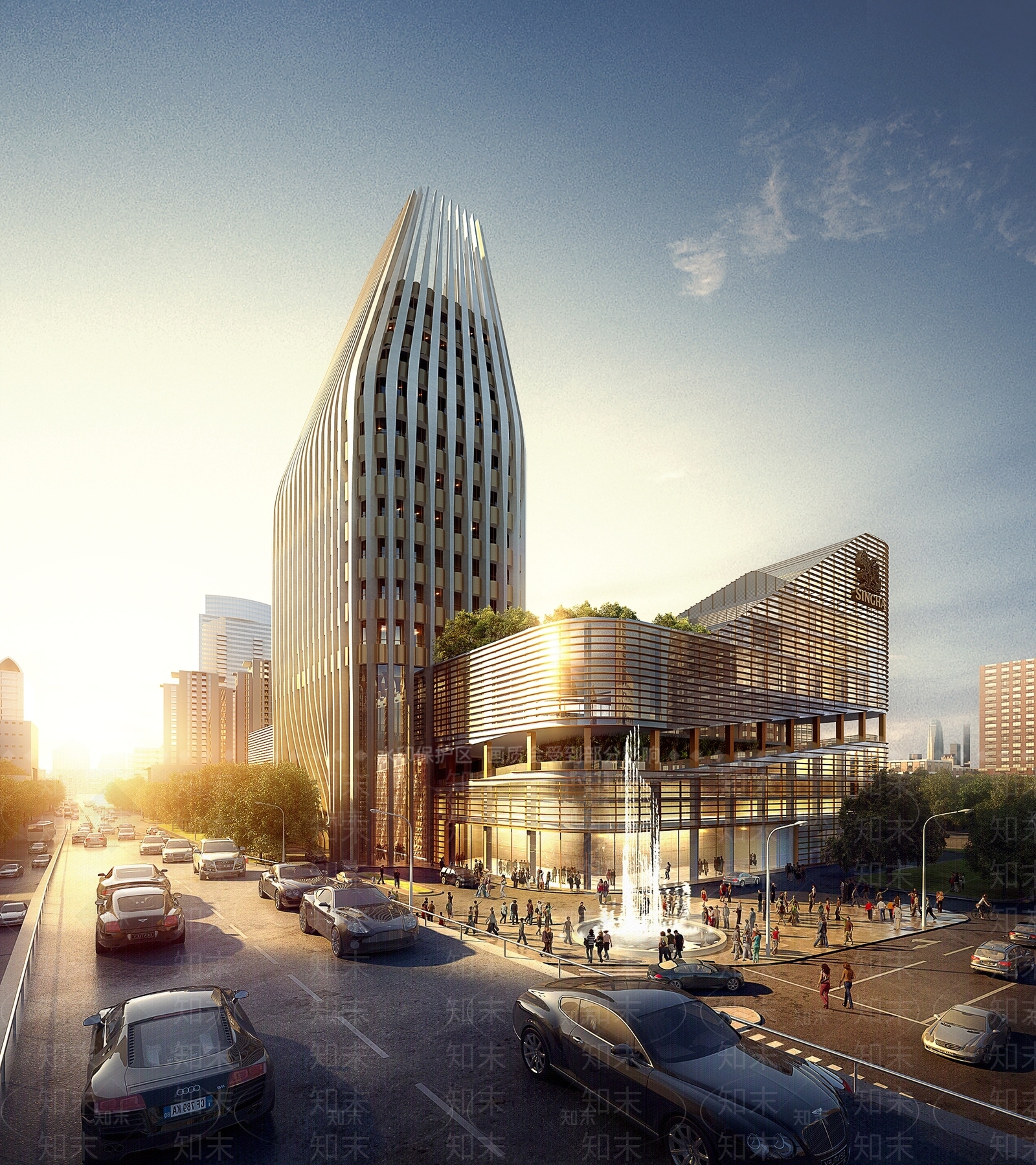 现代高层写字楼3d模型下载【id:1101327091】