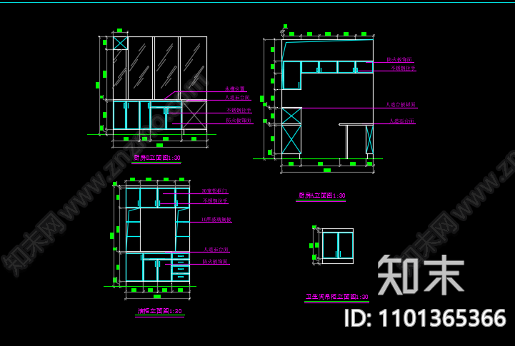 柜子布局cad施工图下载【ID:1101365366】