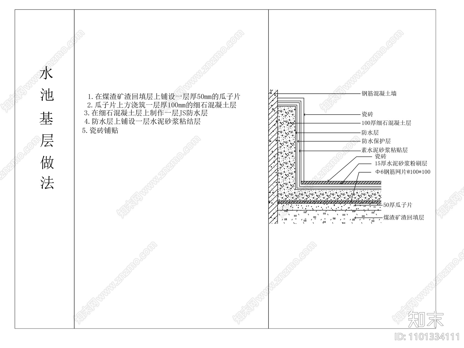 水池基层做法大样施工图下载【ID:1101334111】