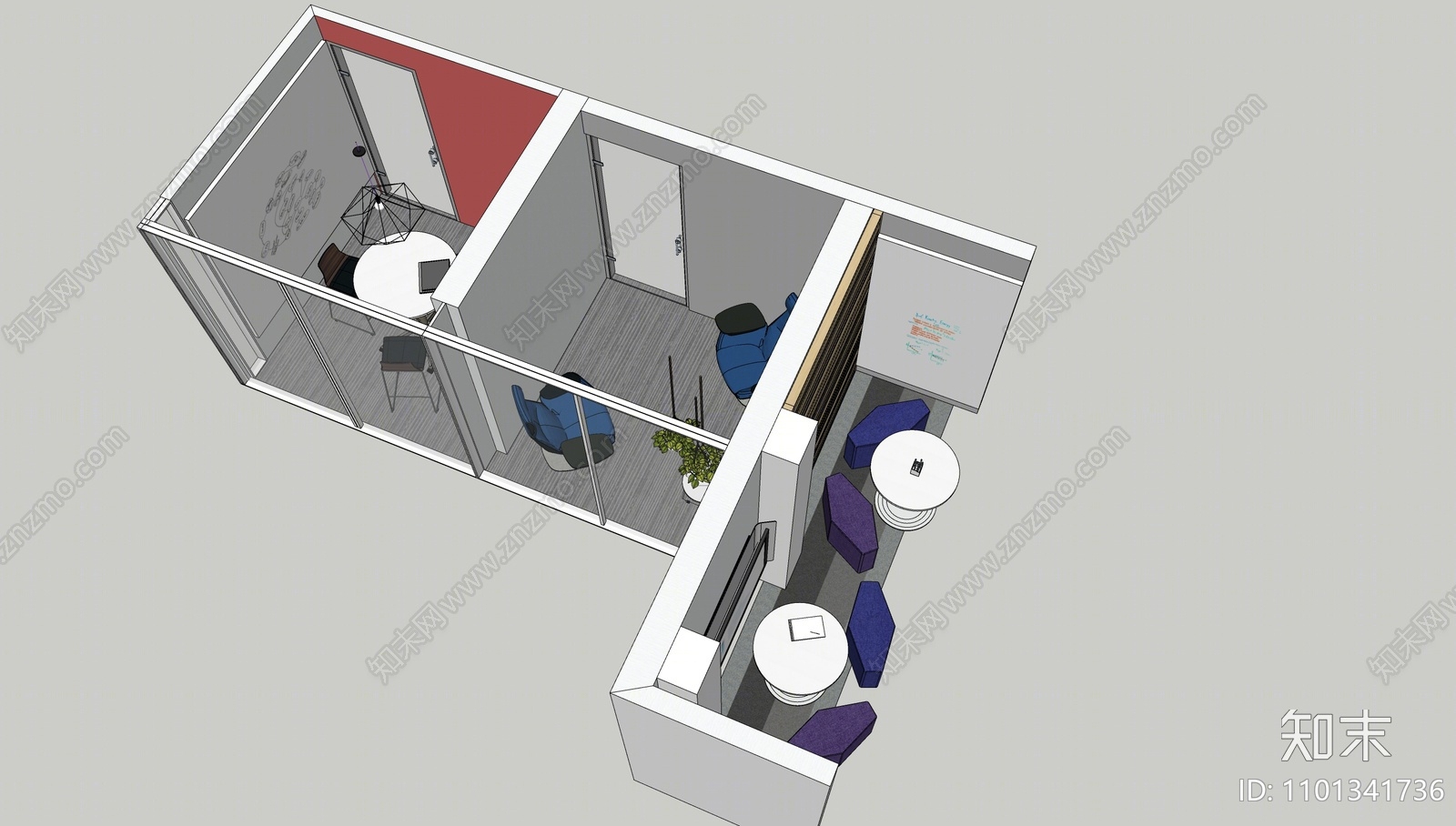 现代小洽谈室SU模型下载【ID:1101341736】