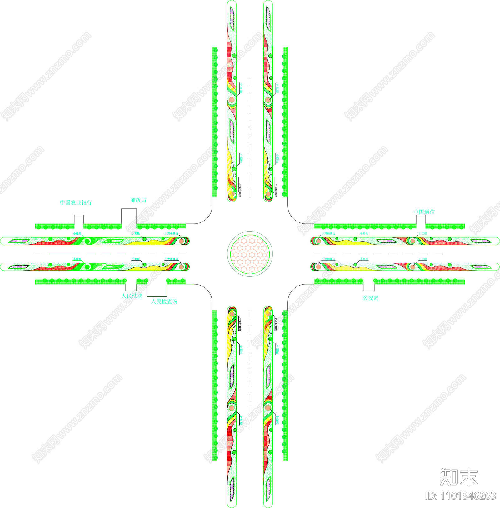 城市道路绿化平面图施工图下载【ID:1101346263】