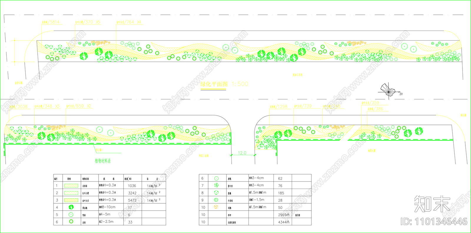 道路绿化cad施工图下载【ID:1101346446】