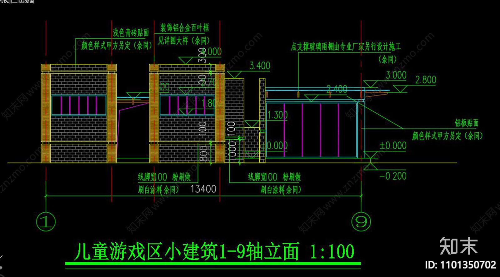 儿童游戏区建筑CADcad施工图下载【ID:1101350702】