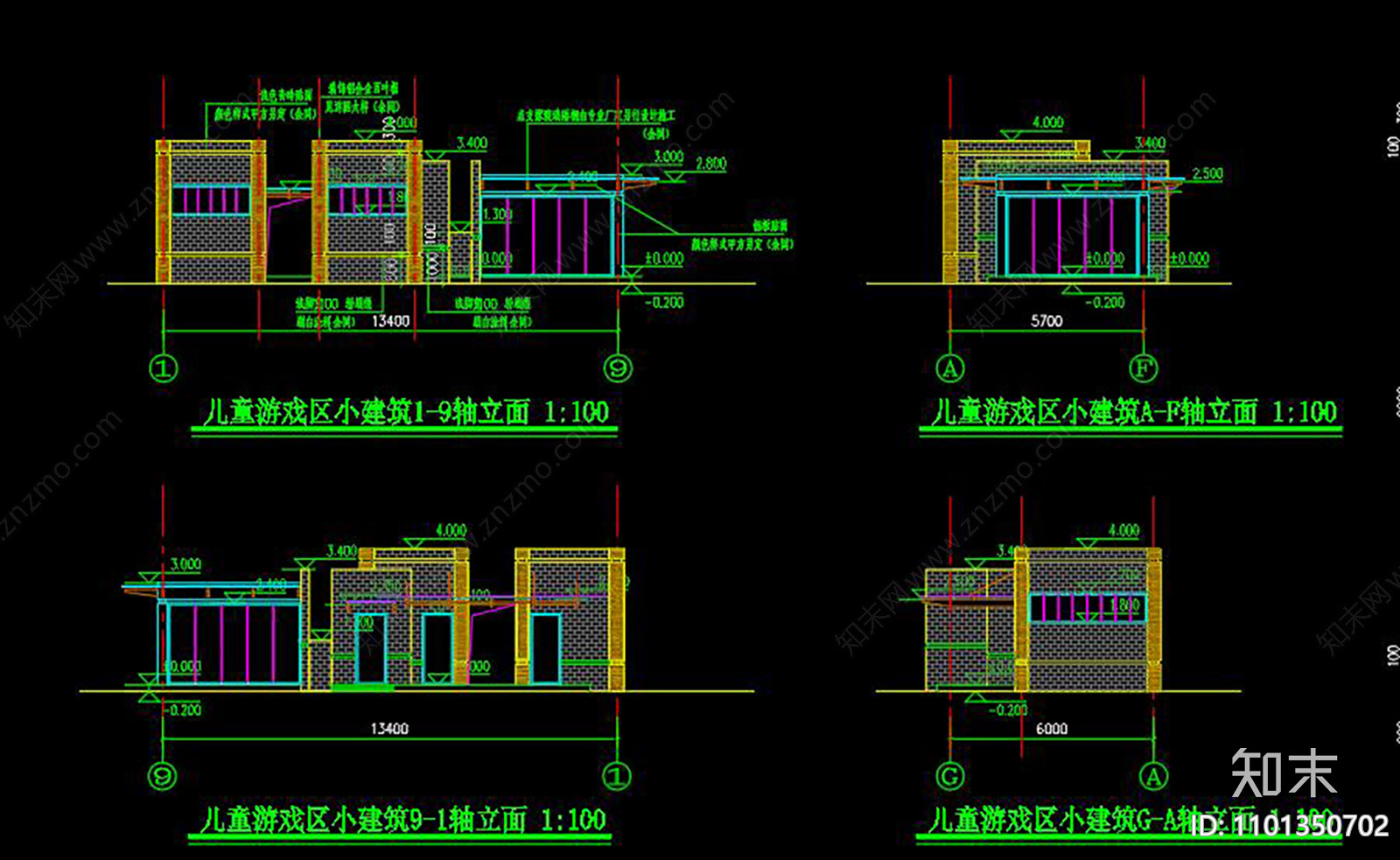 儿童游戏区建筑CADcad施工图下载【ID:1101350702】