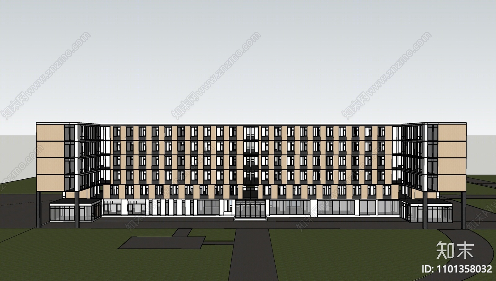 现代学校教学楼SU模型下载【ID:1101358032】