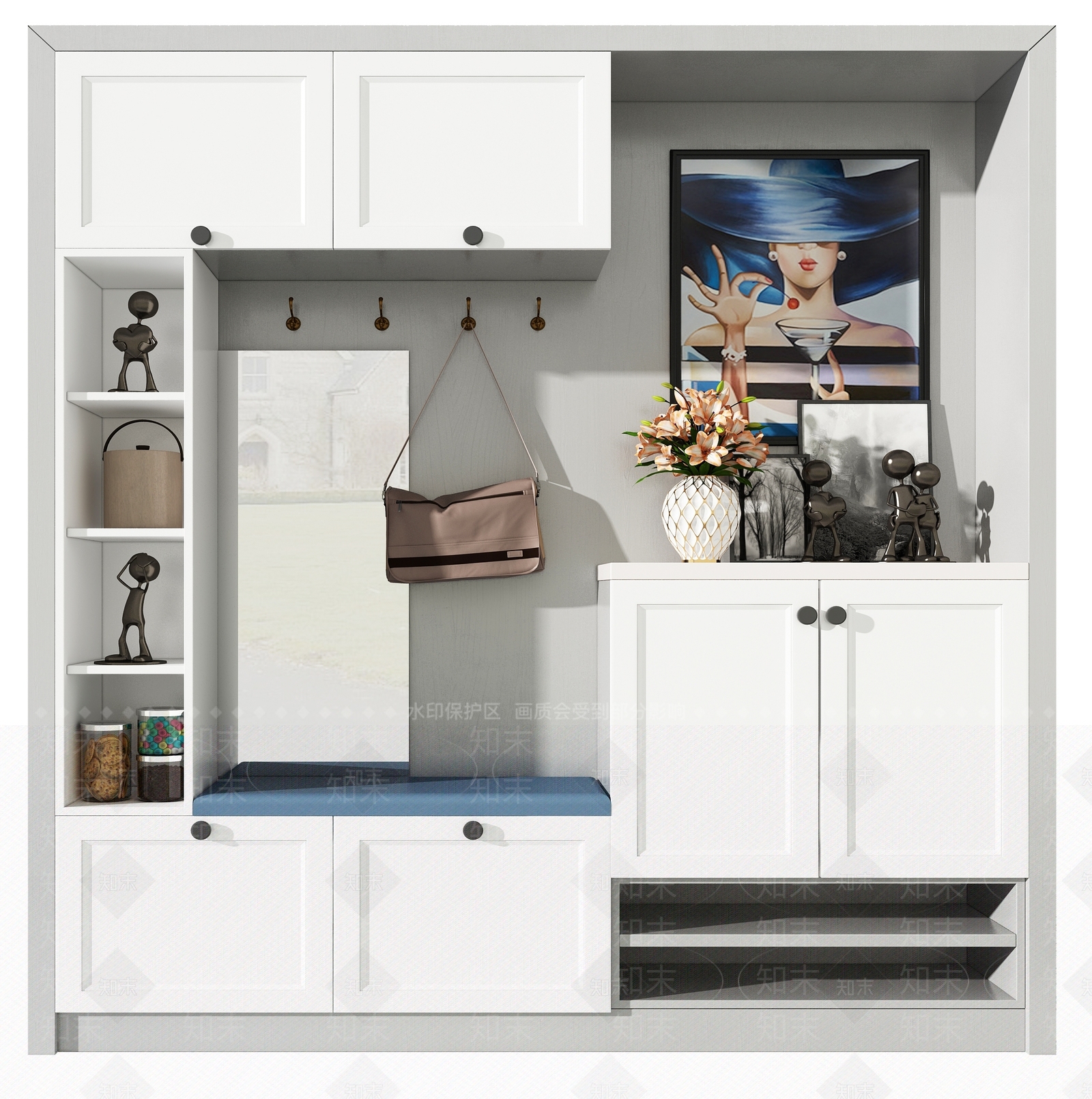 现代进门鞋柜3D模型下载【ID:1101362357】