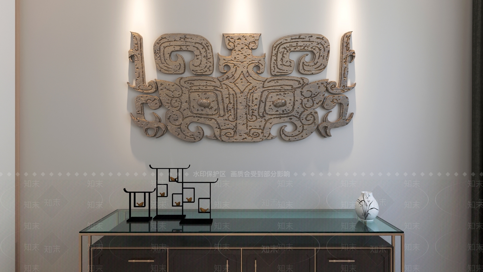 新中式墙饰挂件3D模型下载【ID:1101378624】