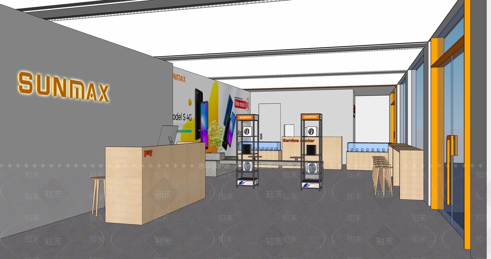现代数码店SU模型下载【ID:1101384556】