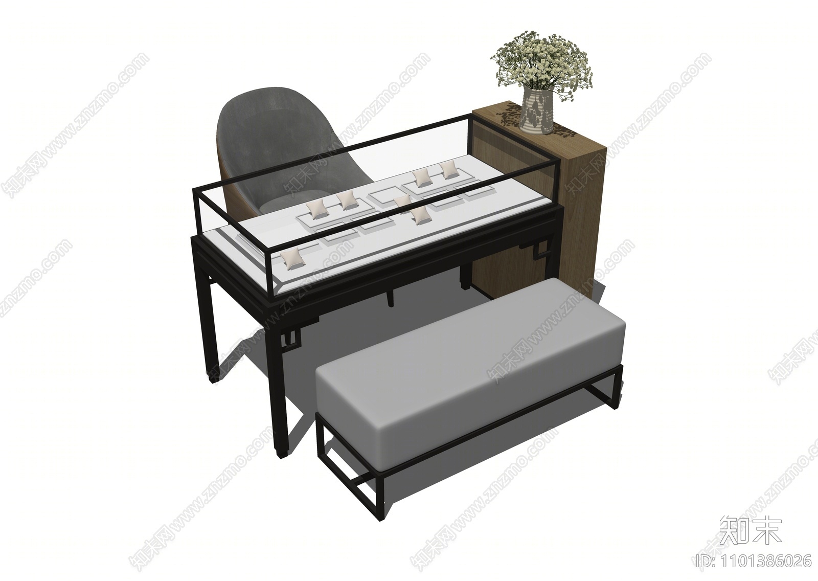 现代珠宝展示架SU模型下载【ID:1101386026】