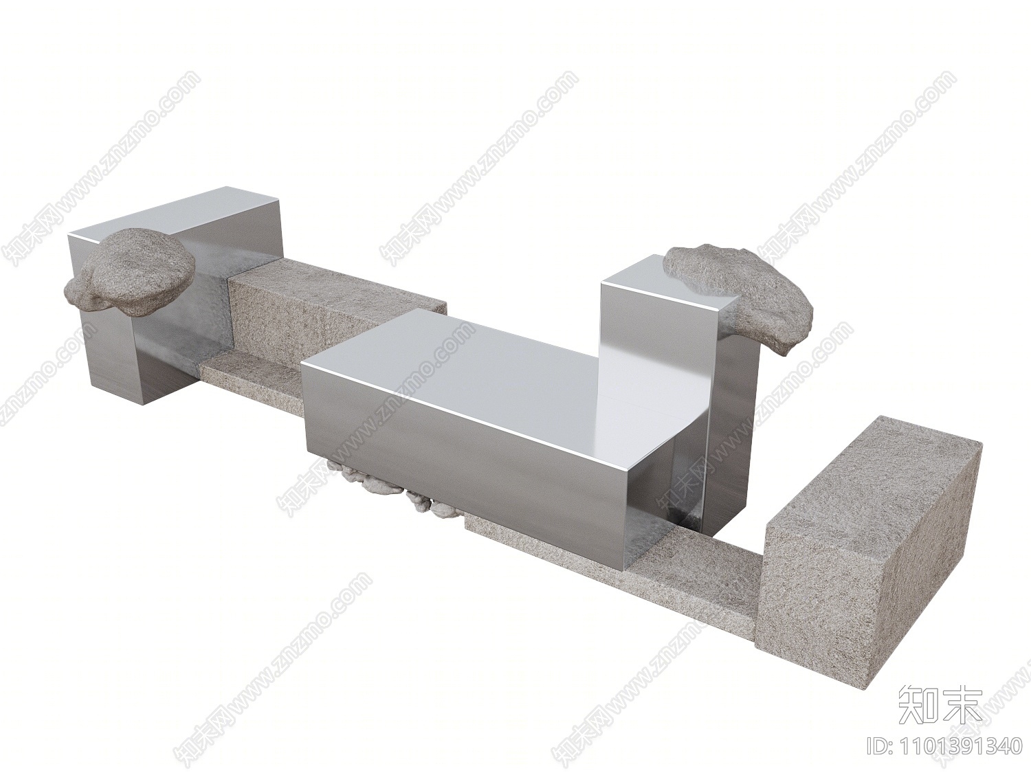 现代户外石头金属沙发3D模型下载【ID:1101391340】