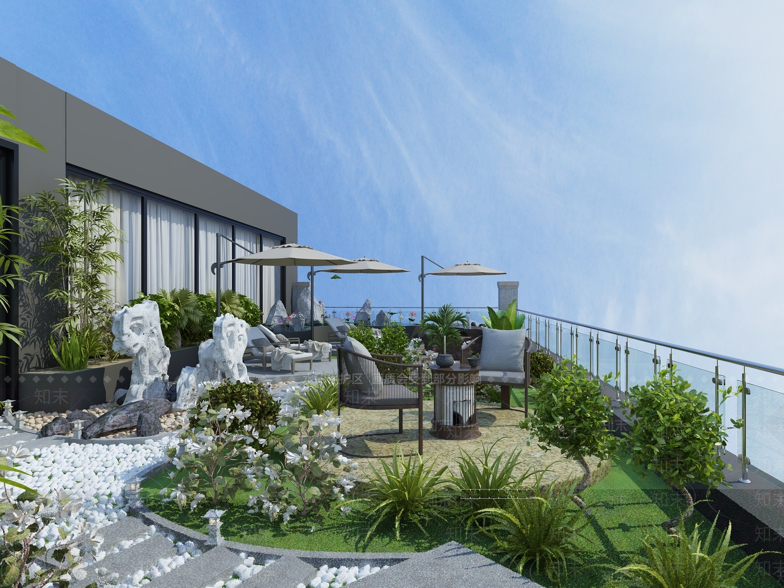 现代阳台露台3D模型下载【ID:1101400257】