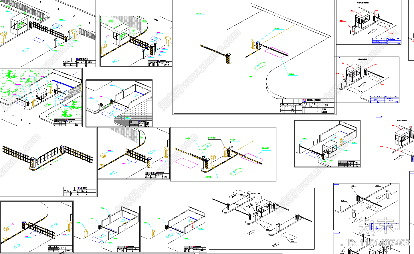 停车场出入口设备位置图cad施工图下载【ID:1101407403】