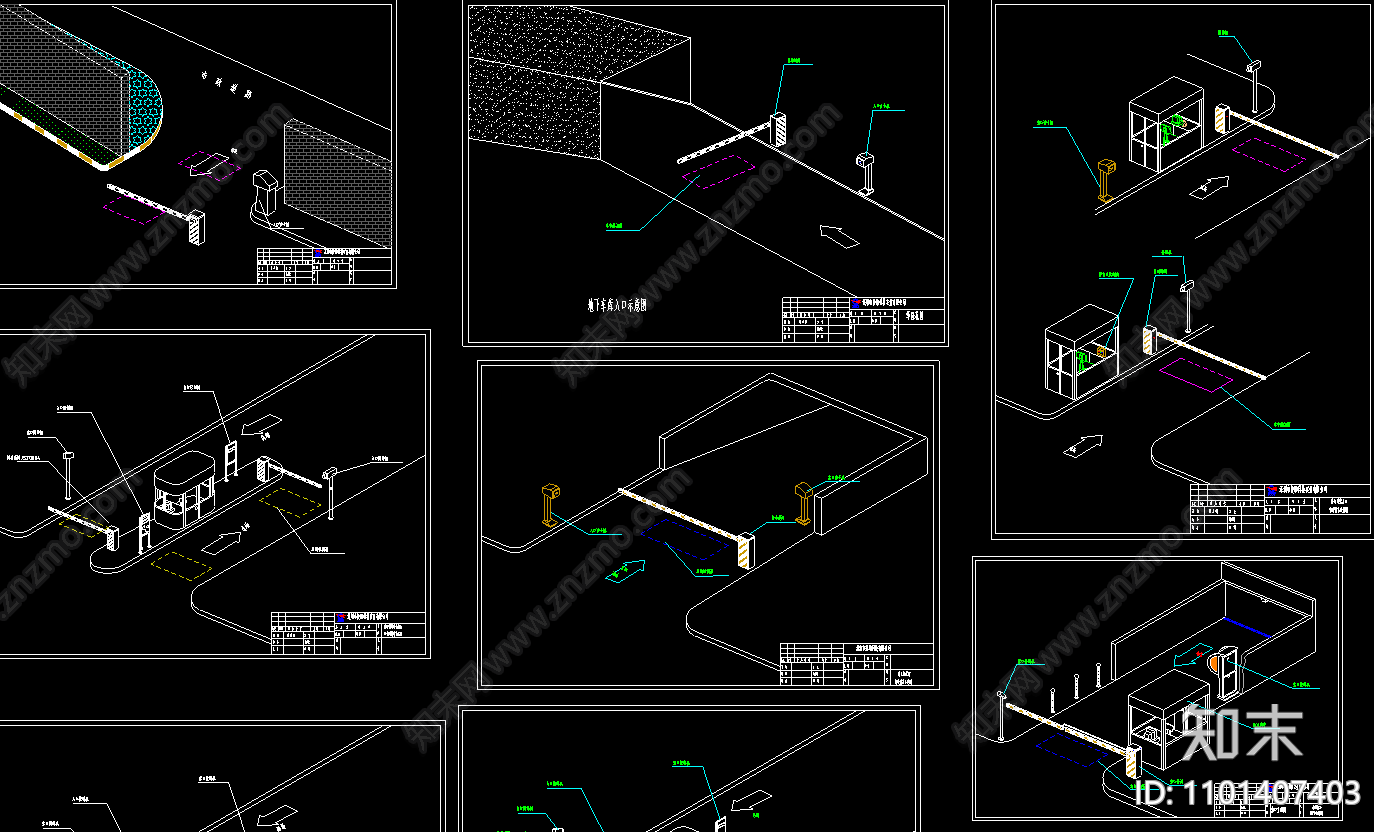 停车场出入口设备位置图cad施工图下载【ID:1101407403】