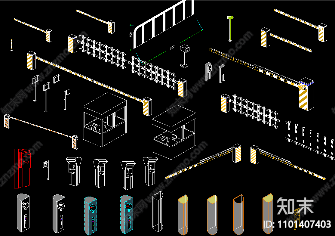 停车场出入口设备位置图cad施工图下载【ID:1101407403】