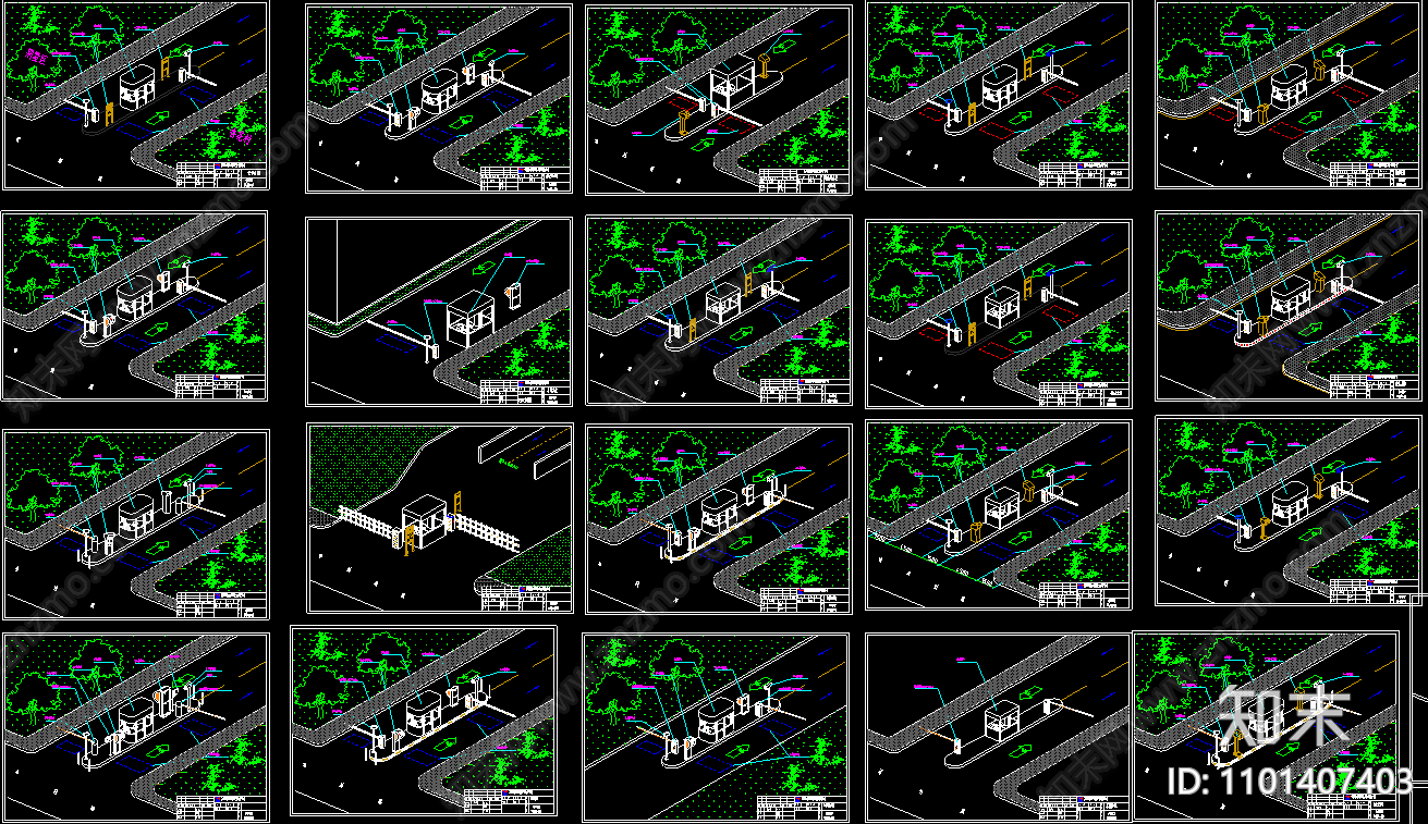 停车场出入口设备位置图cad施工图下载【ID:1101407403】