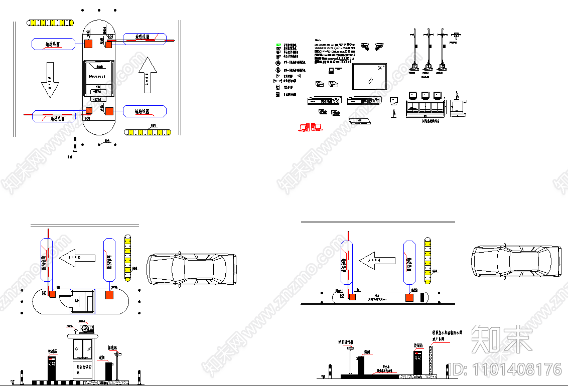 停车管理系统出入口设备布线示意图施工图下载【ID:1101408176】