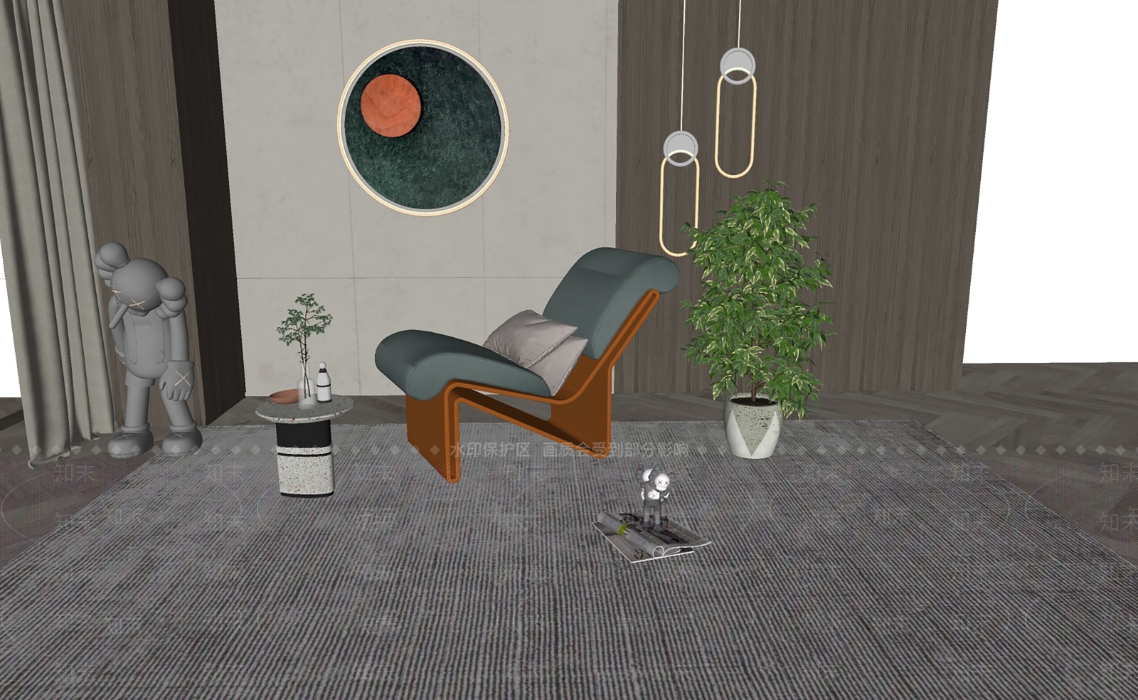 现代休闲椅SU模型下载【ID:1101410191】