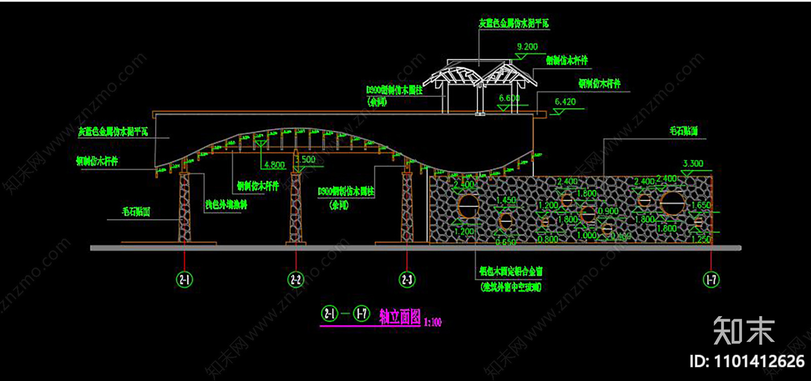 别墅钢结构大门图纸施工图cad施工图下载【ID:1101412626】