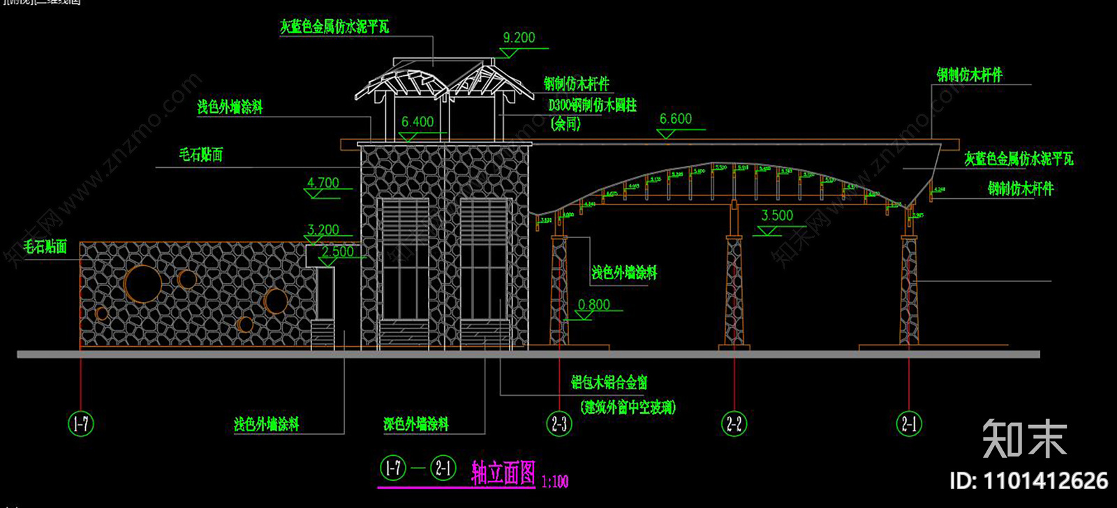 别墅钢结构大门图纸施工图cad施工图下载【ID:1101412626】