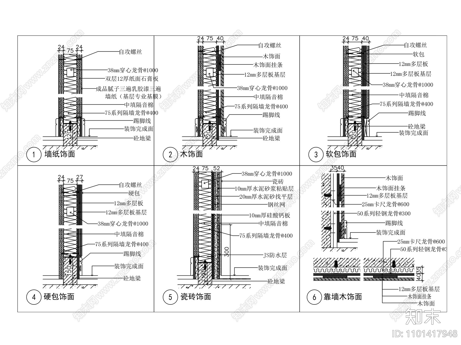 墙面木饰面施工图下载【ID:1101417948】