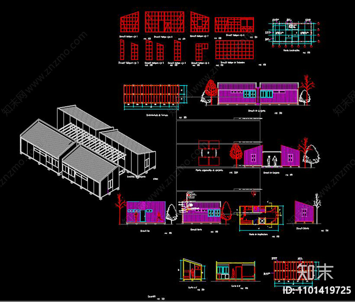 国外临建活动板房施工图下载【ID:1101419725】