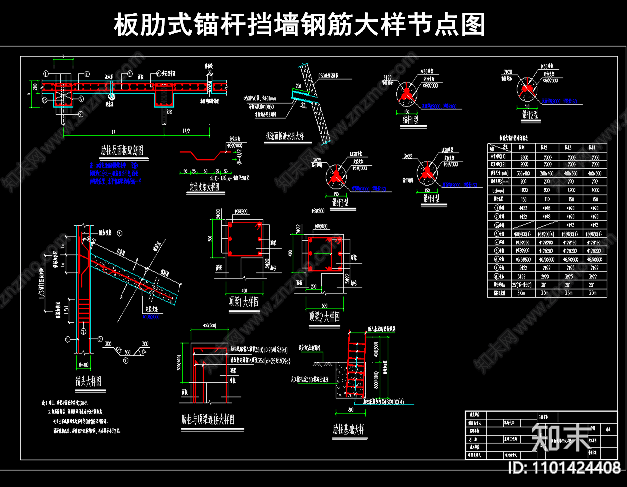 板肋式锚杆挡墙钢筋大样图施工图下载【ID:1101424408】