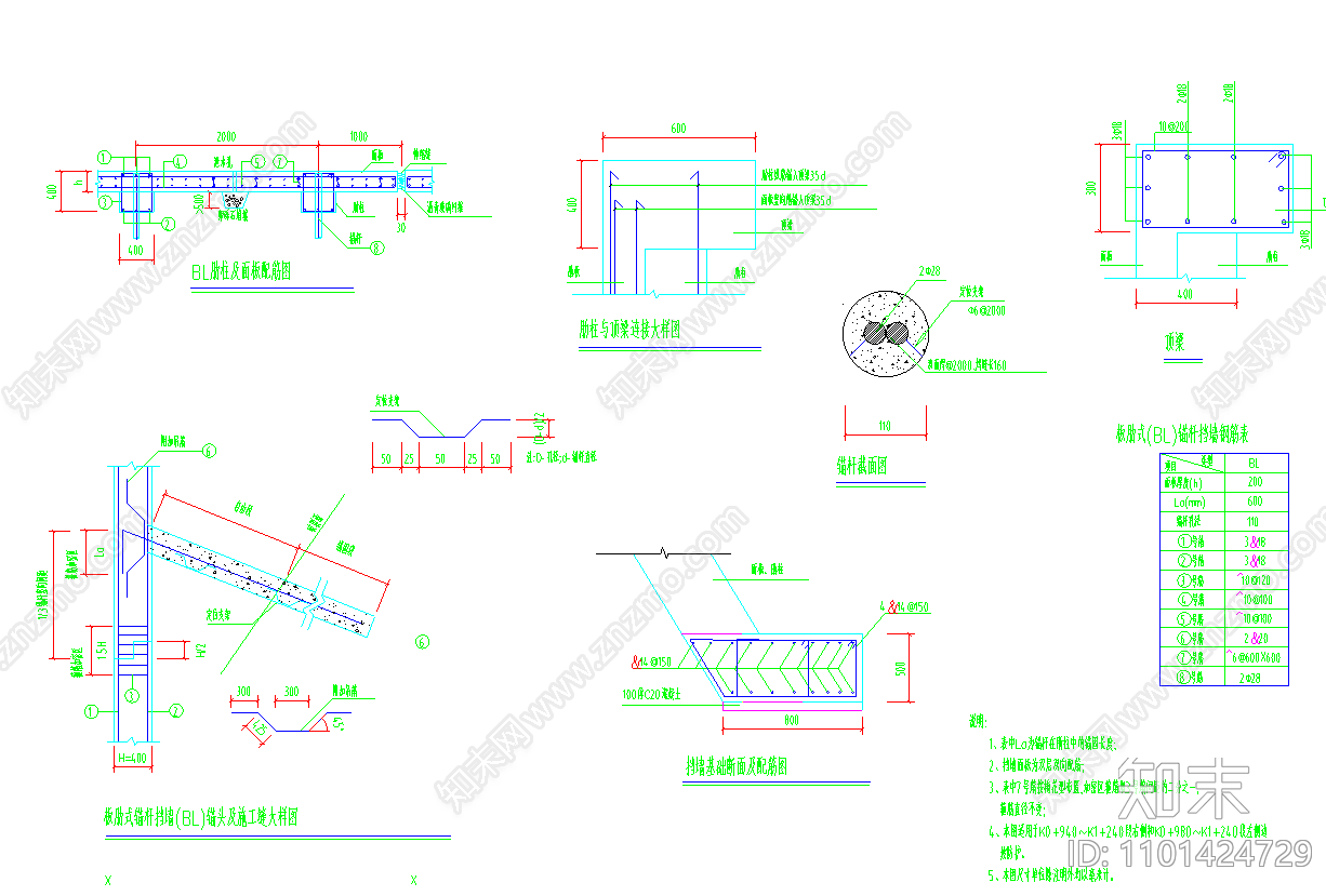 板肋式錨杆擋牆大樣圖節點圖施工圖下載