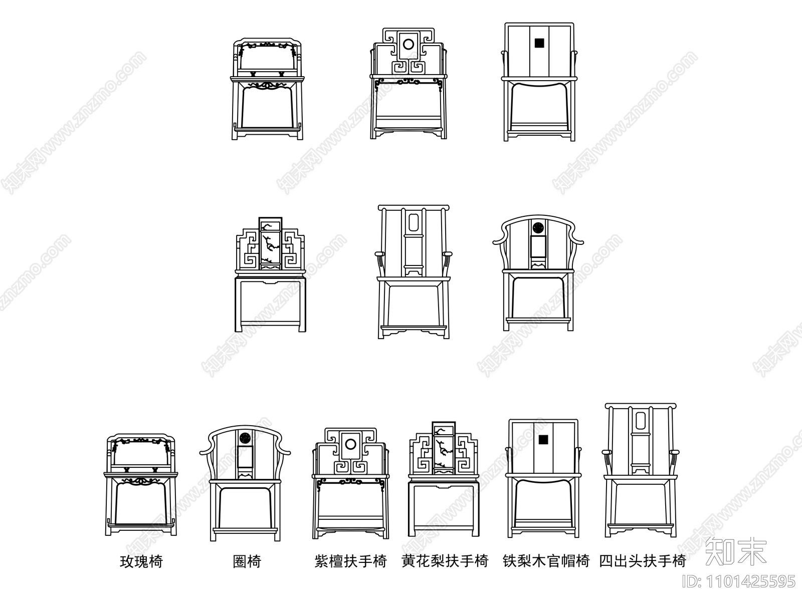 中式桌椅cad施工图下载【ID:1101425595】