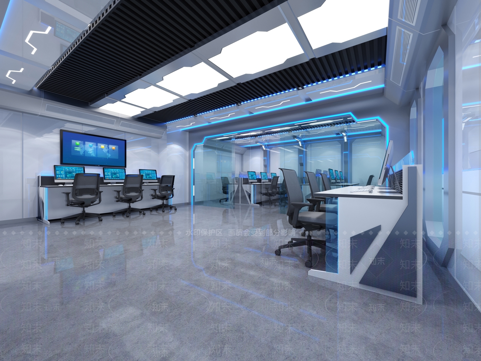 现代科技指挥控制室3D模型下载【ID:1101427981】