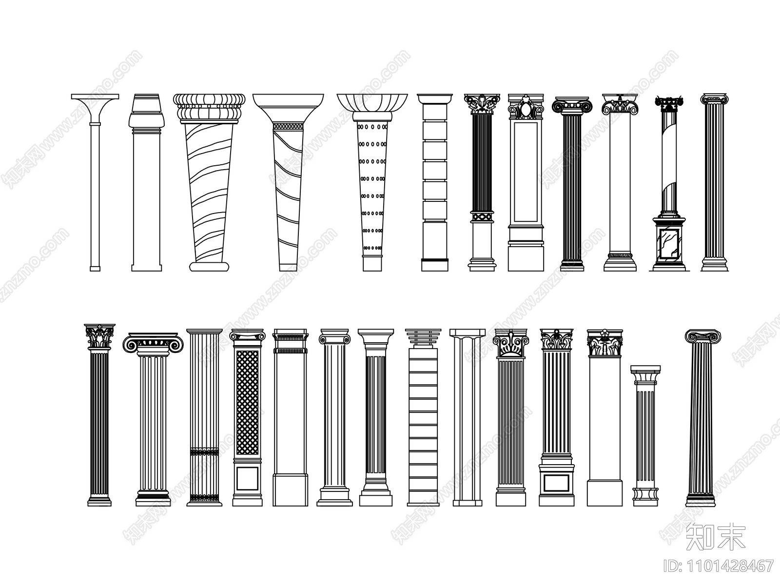 欧式古典柱子施工图下载【ID:1101428467】