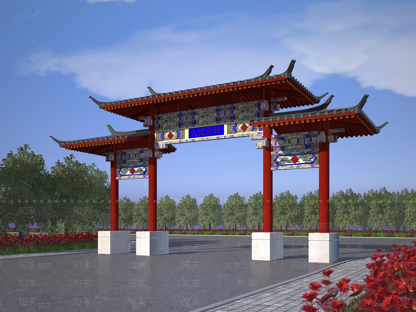 中式牌楼牌坊3D模型下载【ID:1101434329】