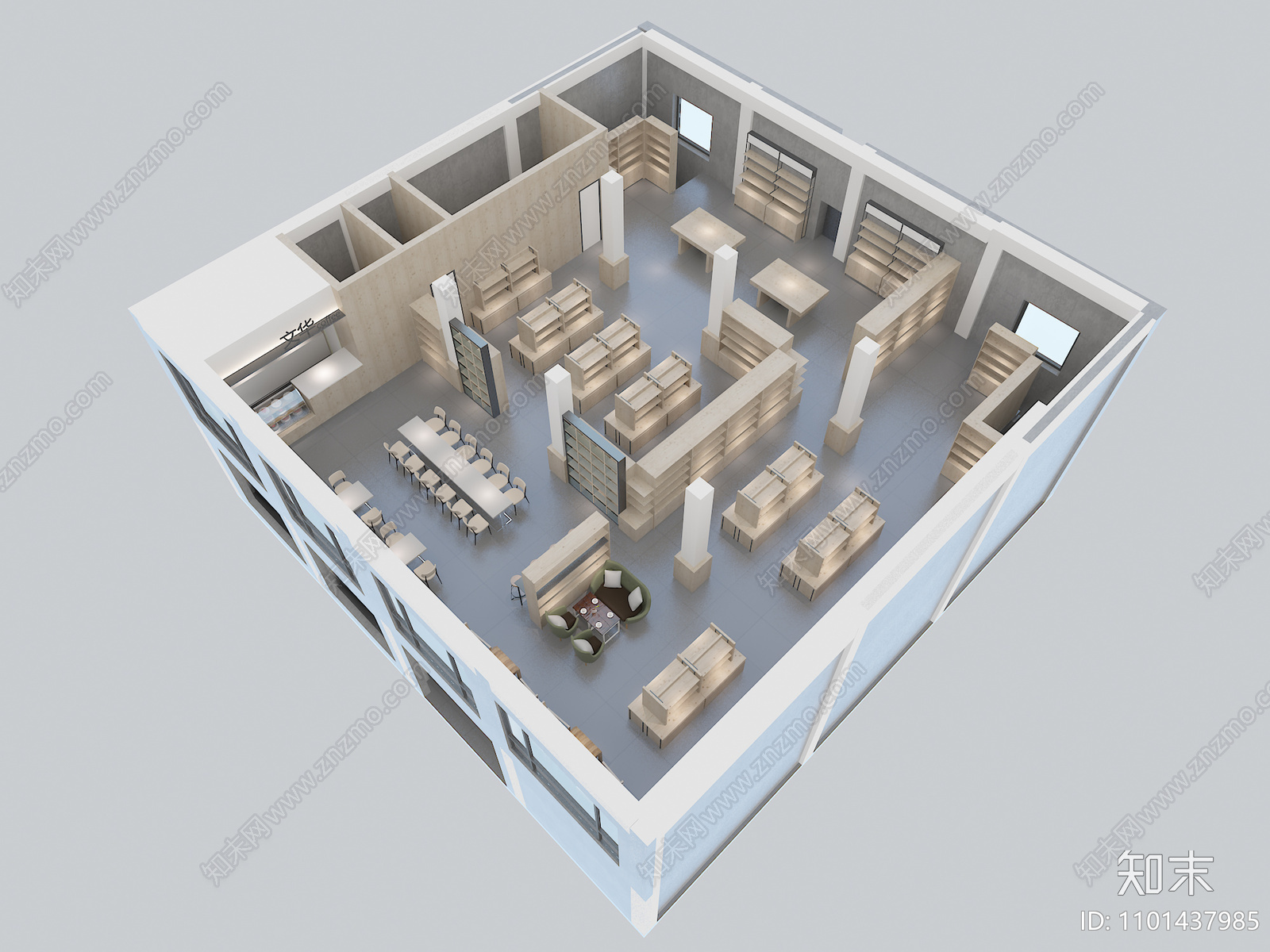 沈阳文华书店丨效果图cad施工图下载【ID:1101437985】
