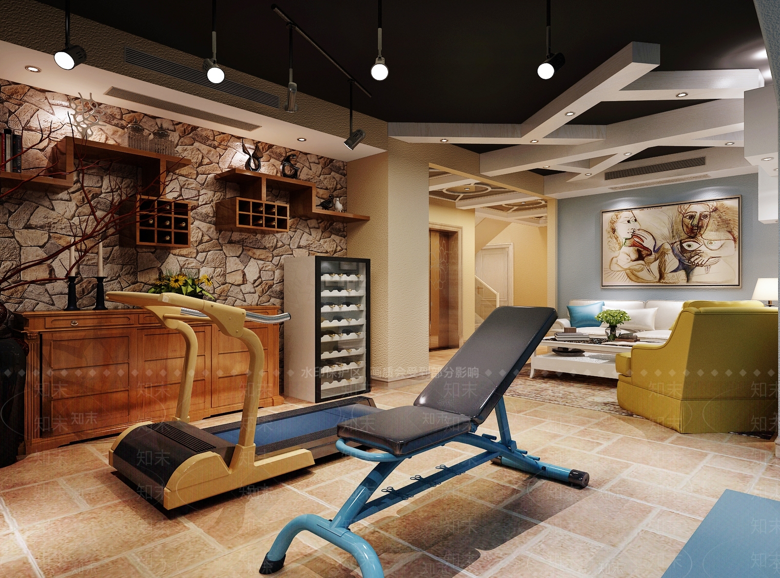 美式家居健身房3D模型下载【ID:1101439859】