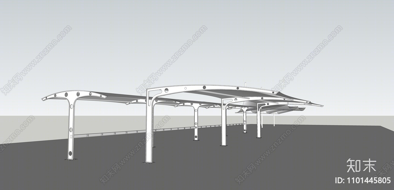 现代拉膜车棚SU模型下载【ID:1101445805】