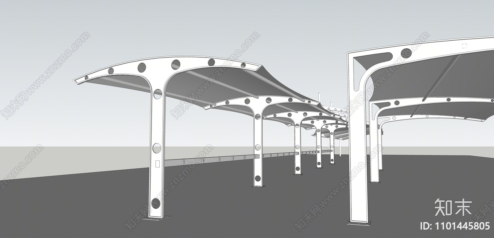 现代拉膜车棚SU模型下载【ID:1101445805】