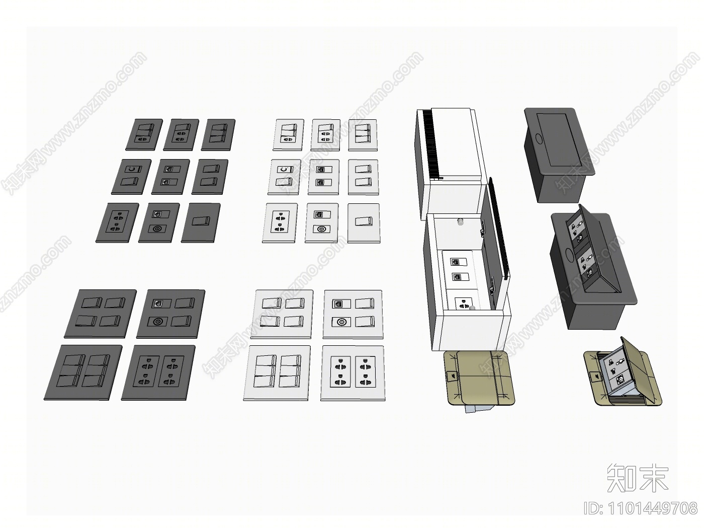 现代办公室插座面板SU模型下载【ID:1101449708】