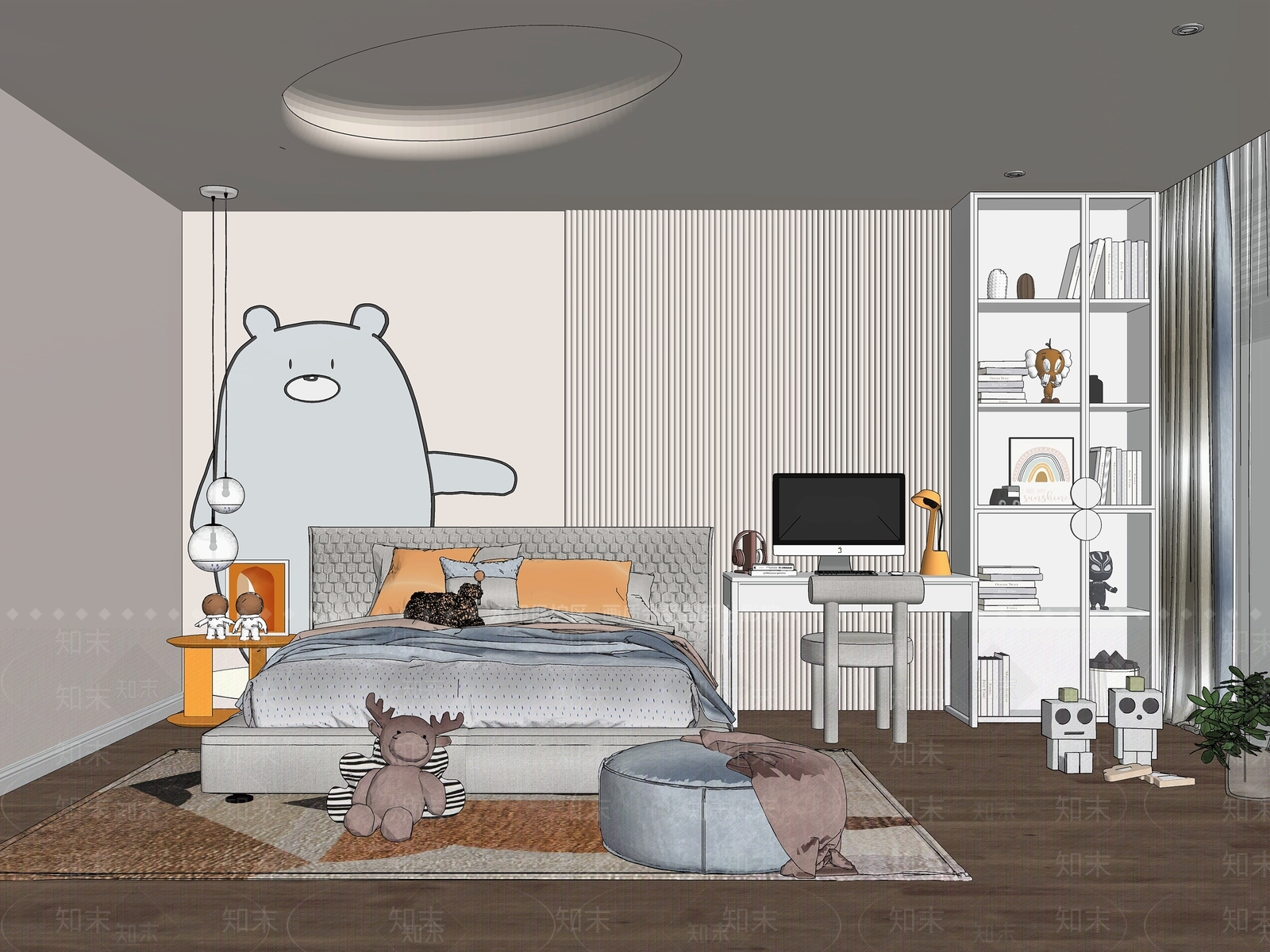 现代儿童房SU模型下载【ID:1101452578】